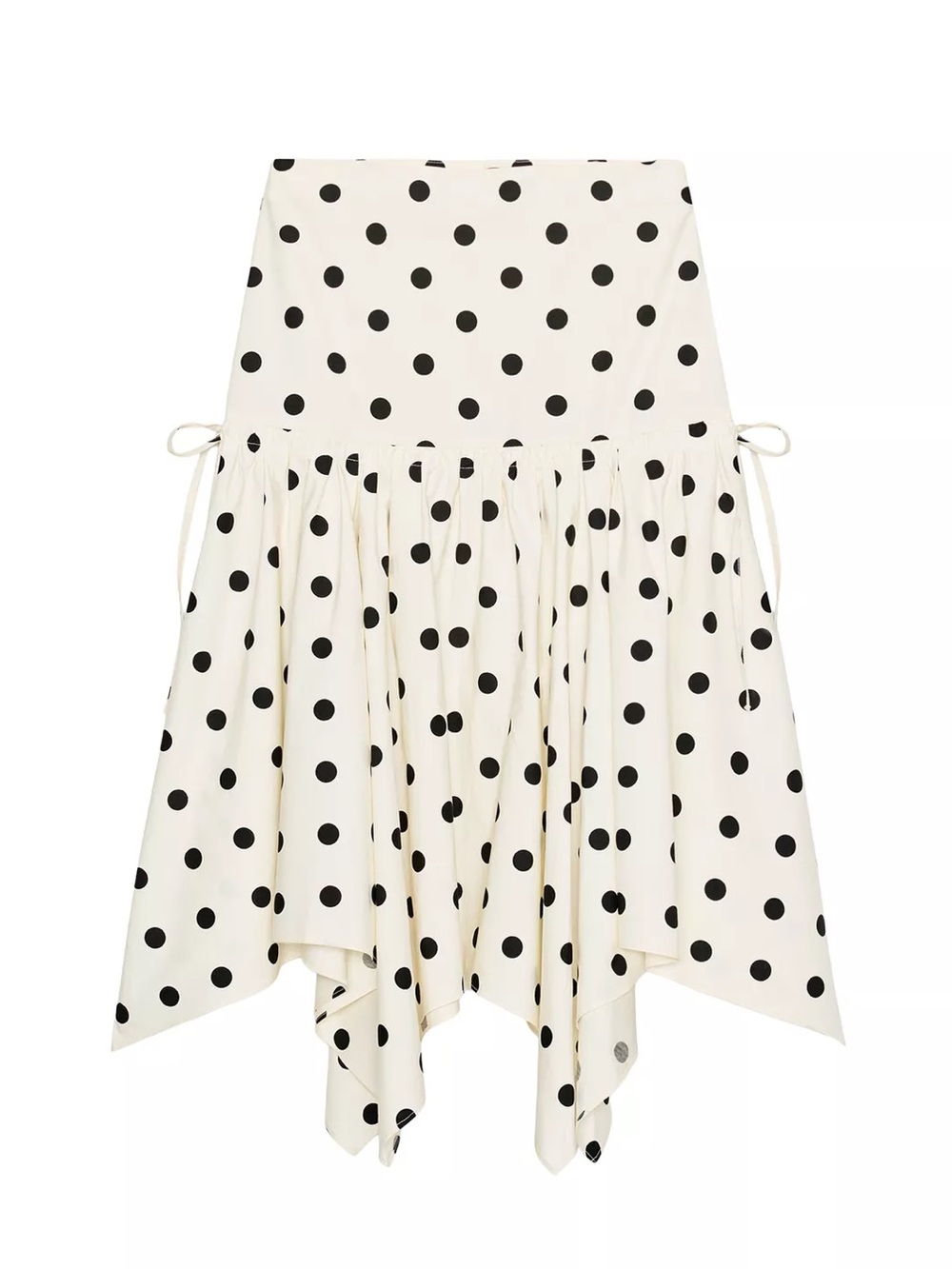 NWT Zara Polka Dot Handkerchief Hem Skirt - Ivory/Black Size S